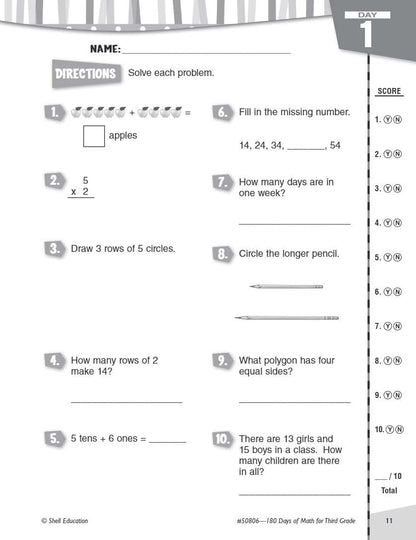 180 Days™: Math for Third Grade: Practice, Assess, Diagnose