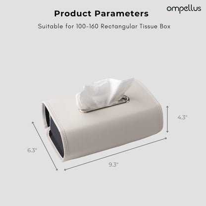 Ompellus Premium PU Leather Car Tissue Holder, Classic Style, Rectangular, Black