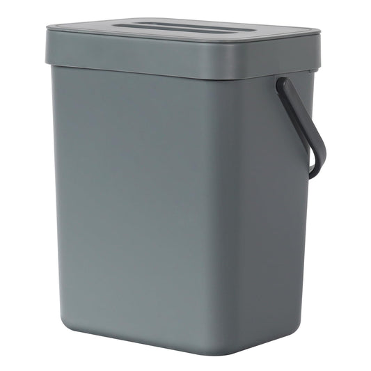 EKO Puro Wall-Mounted Trash Can with Lid, 1.32 Gal / 5L Hanging Trash Can, Small Kitchen Compost Bin for Counter Top, Mini Food Waste Bin (Grey)