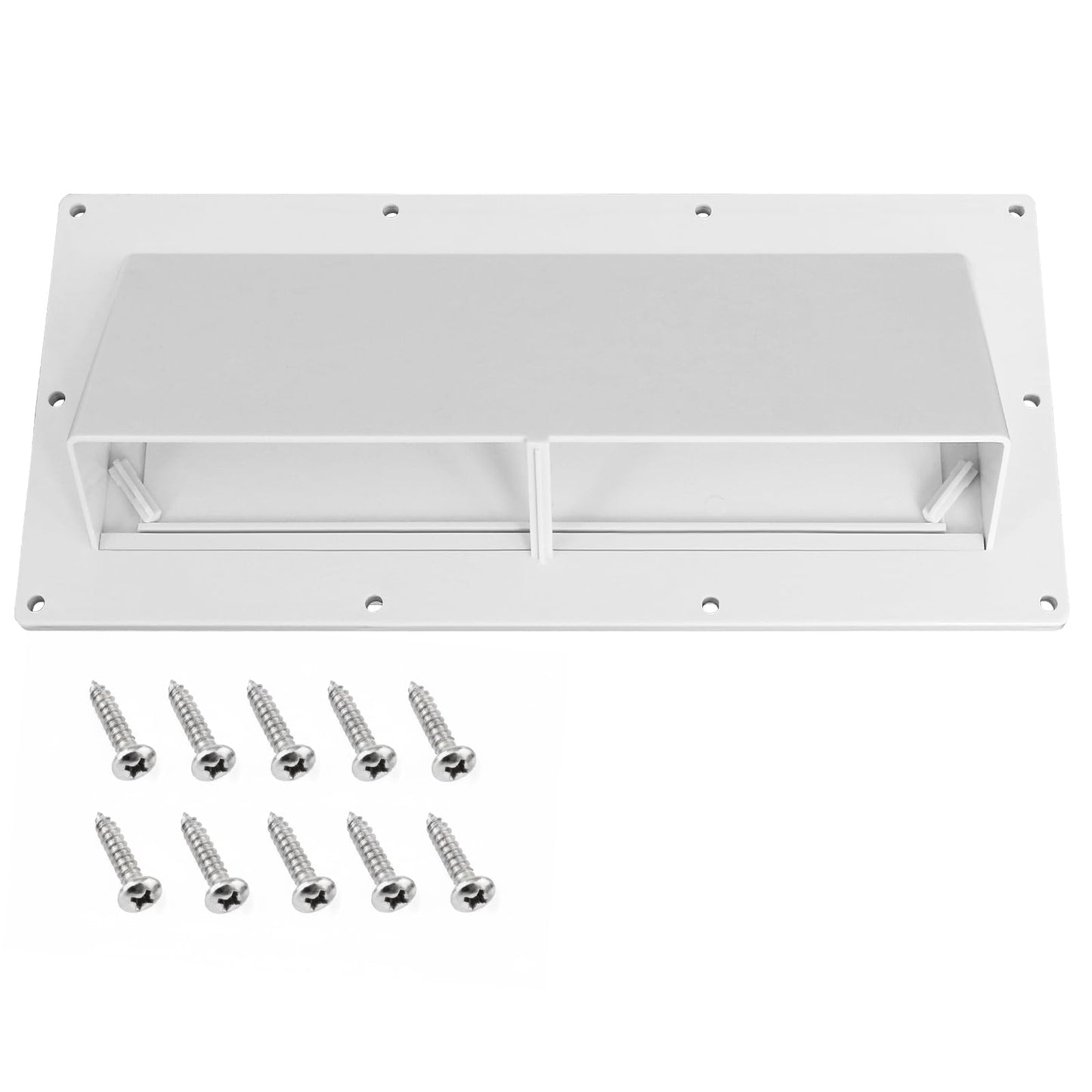 RV Range Hood Vent Cover, RV Stove Exhaust Vent Cover Replacement with Screen & Damper, Waterproof Exterior Vent for Camper Trailer Motorhome, Includes 10Pcs Screws, White