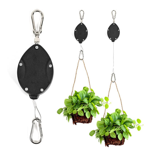Bamworld 3 Pack Upgraded Retractable Plant Hanger for Indoor Plants, Heavy Duty Auto-Lock Pulley System to Easily Raise and Lower Hanging Planters, Bird Feeders & Garden Baskets