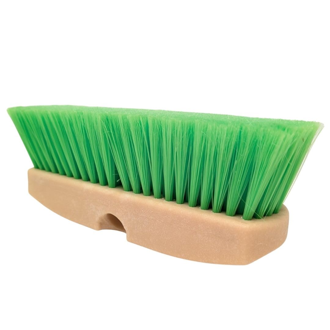 Teravan Green Flow Through Brush Head, 10-Inch Extra Soft Bristle Brush for Gentle Car Wash, RV, Boat, Window & Floor Cleaning, Compatible with Pole Handle