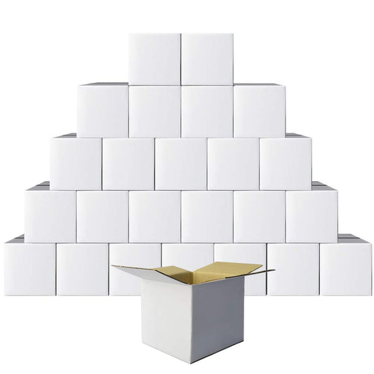 Shipping Boxes 4x4x4 White Cardboard Box Kraft Corrugated Small Mailing Boxes, 25 Pack