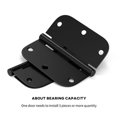 Goldenwarm 6 Pack Black Door Hinge 3.5 inch Matte Black Door Hinges Interior Door Hardware Iron Hinges 3.5'' x 3.5'' Bi-Fold Butt Hinges, 5/8 inch Radius Corners