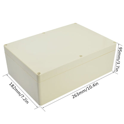 LeMotech Waterproof Dustproof IP65 ABS Plastic Junction Box Universal Electric Project Enclosure Pale Gray 10.4 x 7.2 x 3.7 inch (263 x 182 x 95 mm)