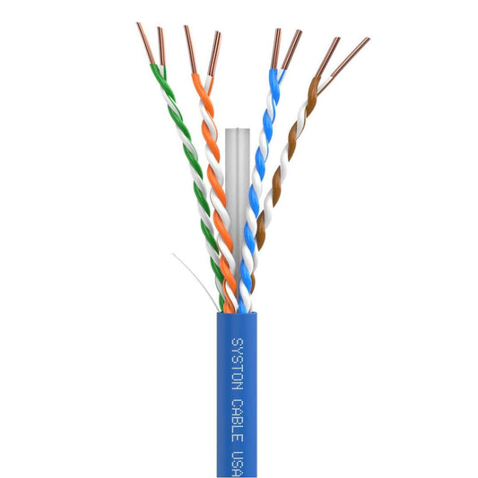 SYSTON CAT 6A+ Ethernet Network Cable Bulk Without RJ45 Ends - 700 MHz 23 AWG UTP Solid Bare Copper Wire CMR/Riser-Rated for IP PoE LAN Application Use, Indoor/Outdoor UV Resistant - Blue, 15m