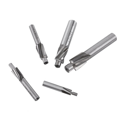 Hilitand 5pcs Counterbore Drill Bits Set, 4 Flutes Straight End Mill Cutter HSS Countersink Slot End Mill Cutter M3-M8 for Copper Aluminum Cast Iron, Milling Cutter