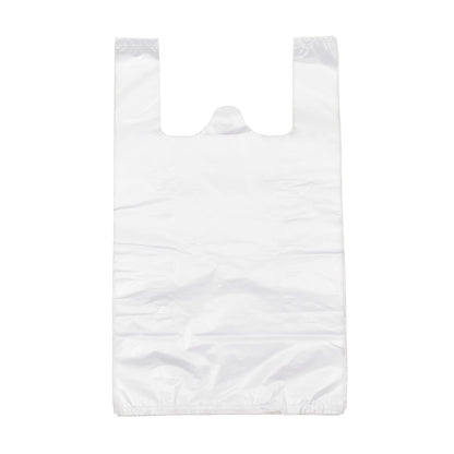 T Shirt Bags Plastic Grocery Bags with Handles for Merchandise and Supermarket, Bolsas De Plastico Para Negocio, 12 x 20 Inch (White, 200Pcs)