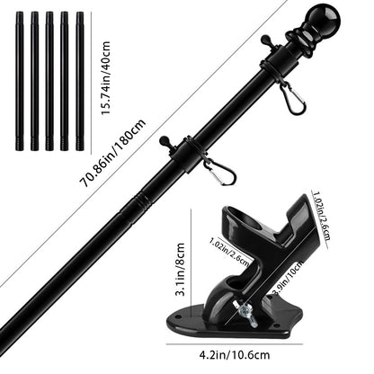 6 Ft Flag Pole Poles Outdoor Flags with Kit Mount Professional Stainless Steel Kit Outside House with Heavy Duty Metal Holder Flagpole Mounting Bracket Adjustable Length for Garden House Patio