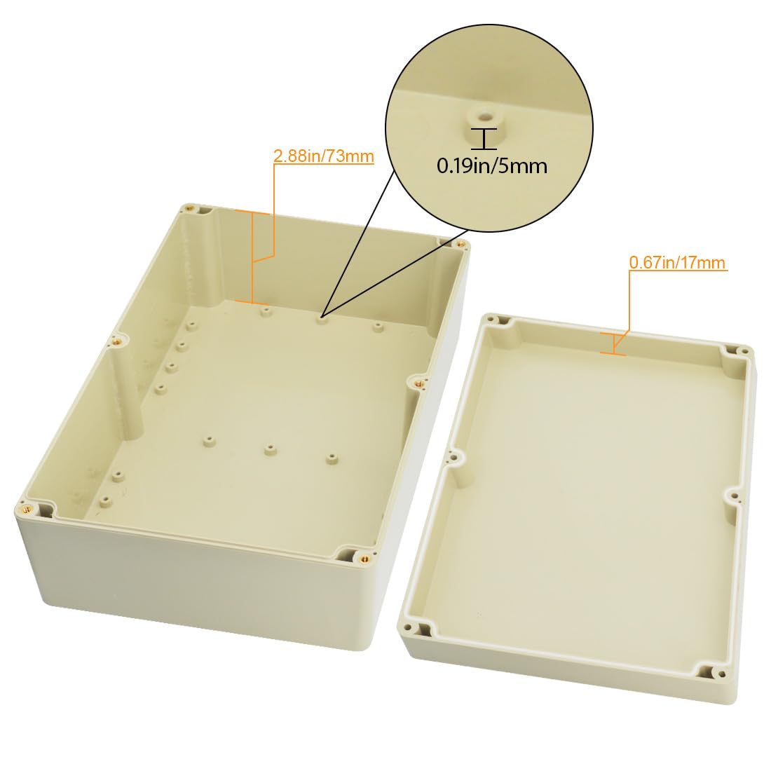 LeMotech Waterproof Dustproof IP65 ABS Plastic Junction Box Universal Electric Project Enclosure Pale Gray 10.4 x 7.2 x 3.7 inch (263 x 182 x 95 mm)