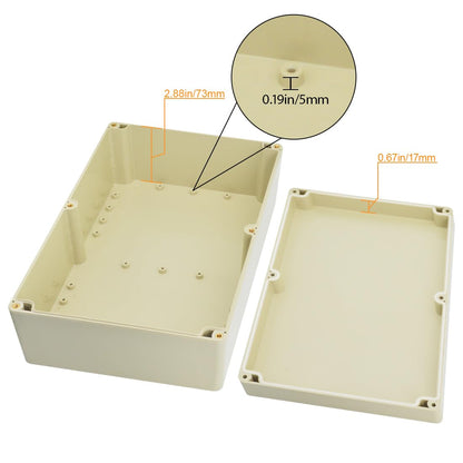 LeMotech Waterproof Dustproof IP65 ABS Plastic Junction Box Universal Electric Project Enclosure Pale Gray 10.4 x 7.2 x 3.7 inch (263 x 182 x 95 mm)
