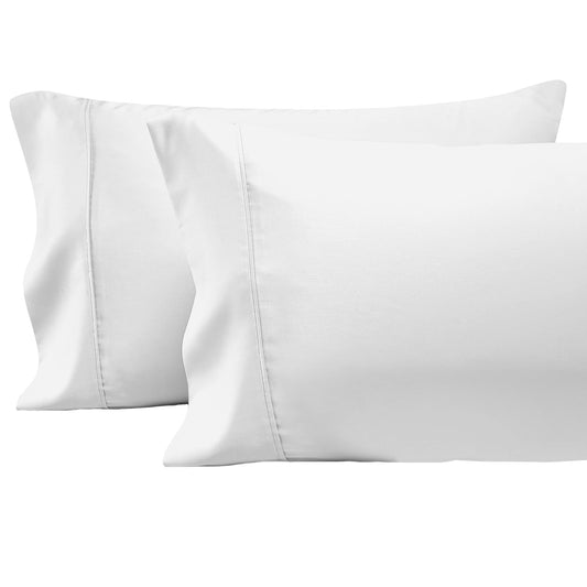 Pizuna Cotton Pillow Cases Queen Size 2 Pack White, 400 Thread Count 100% Long Staple Combed Cotton Sateen Weave Pillowcase with Stylish 10 cm Hem (100% Cotton Queen Pillow Covers White)