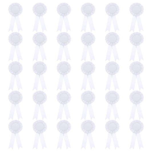 PATIKIL White Polyester Blank Award Ribbon, 30 Pcs Prize Ribbon for Multiple Occasions, Wedding, White