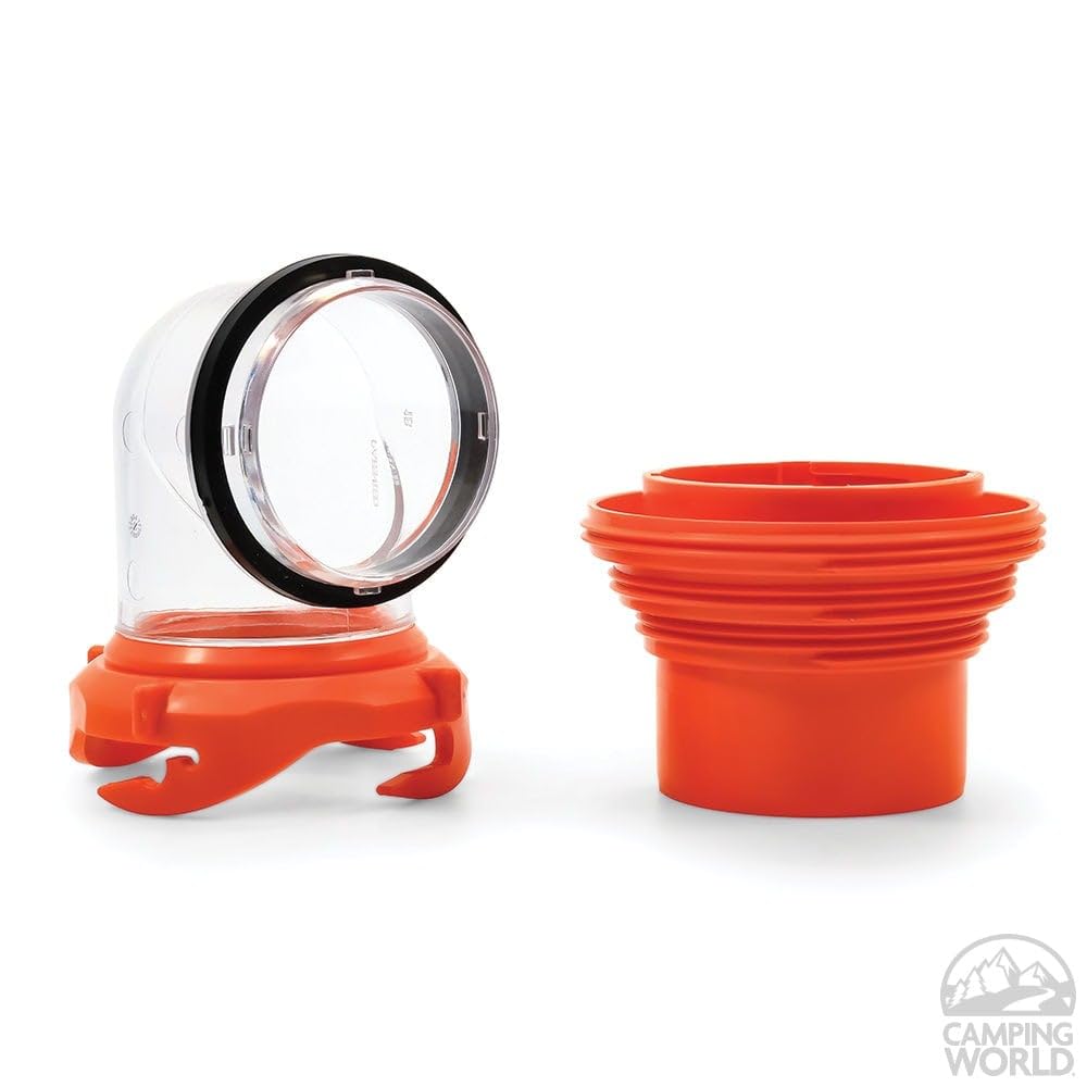 Camco 39736 RhinoFLEX Elbow and 4-in-1 Adapter with Swivel Bayonet Fitting, Orange/Clear