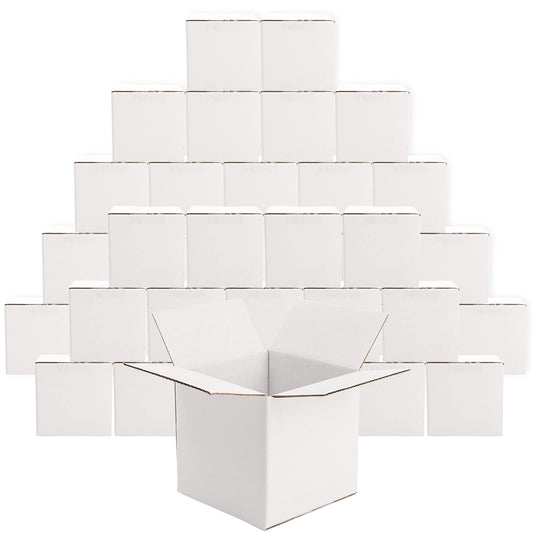 Peohud 40 Pack Small Shipping Boxes 4x4x4 Inches, White Single Wall Corrugated Cardboard Box, 10 x 10 x 10cm Mailing Boxes Shipping Postal Boxes for Mug Packaging, Gift, Packing Storage, Cube