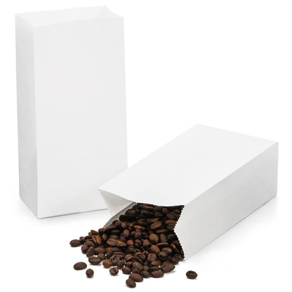 Foraineam 300 Pack Mini Paper Bags 3.5 x 2.2 x 7 inch Durable White Kraft Paper Snack Bag Paper Lunch Bag Small Cookie Favor Bags for Candies, Cookies, Fries, Bread, Popcorn