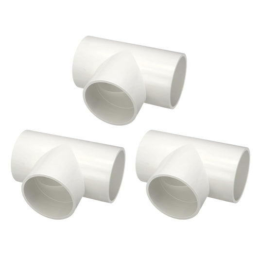 DTGN 3Pcs 2" Tee PVC Fitting, SCH40 3-Way Furniture Grade PVC Pipe Fitting, DIY Corner Elbow Connector for Building Furniture, Greenhouse Frame Connection, DIY Create, Socket x Socket