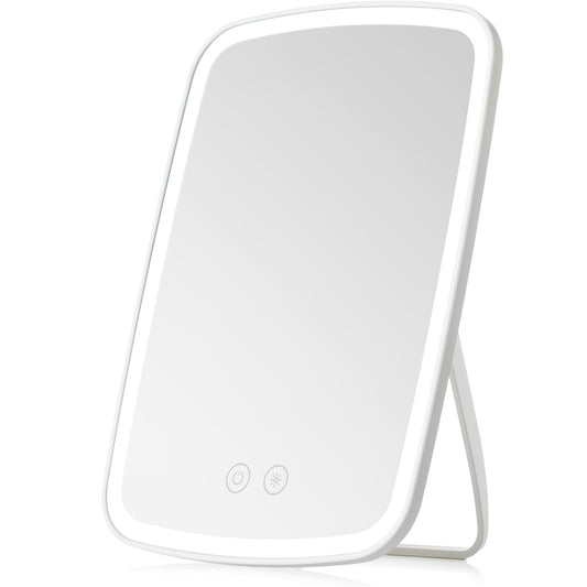 NEZZOE Lighted Makeup Mirror, Portable Mirror with Lights, 1500mAh Rechargeable Vanity Mirror with 3 Colors and Brightness Adjustable