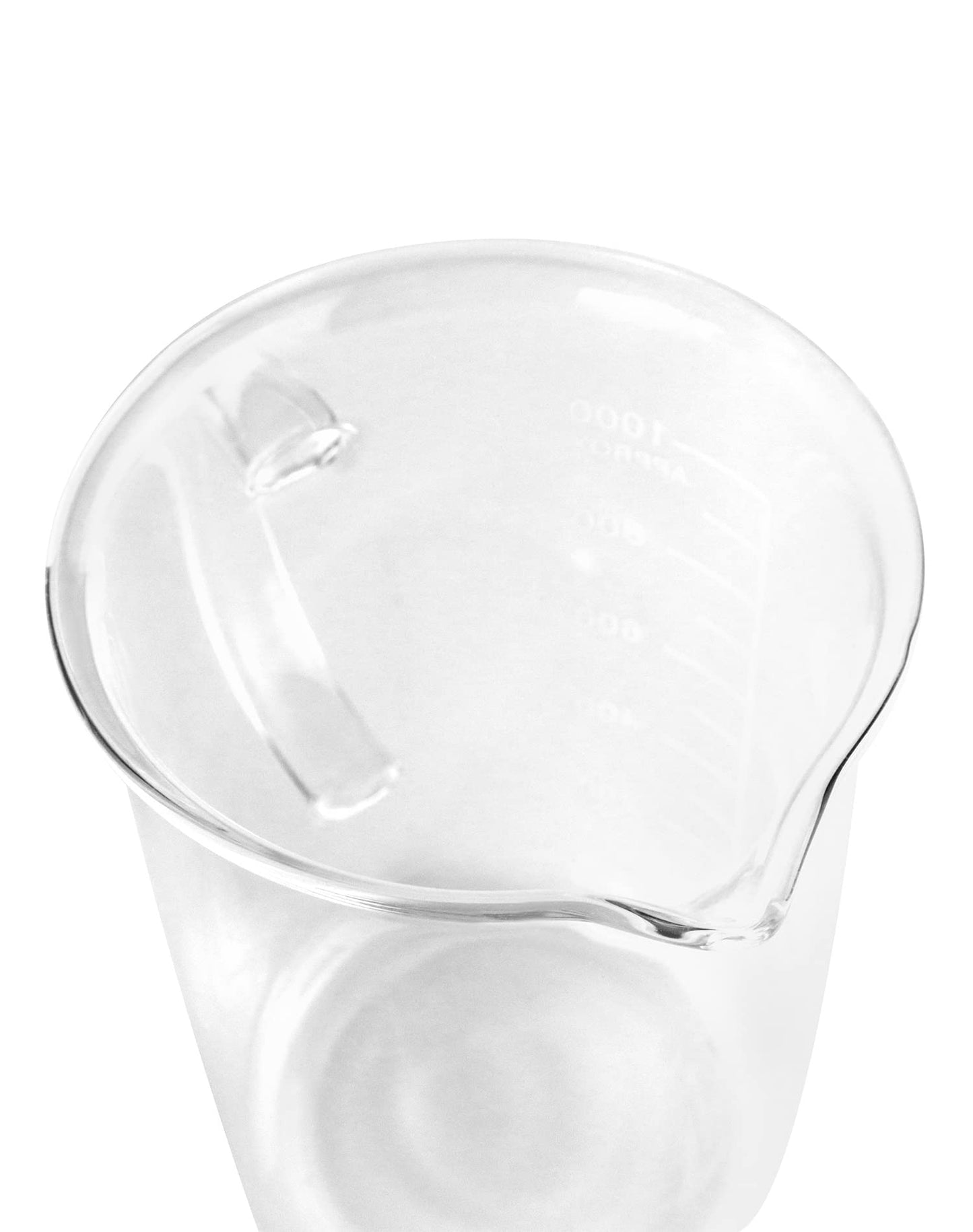 QWORK 1000ml Beaker Mug with Handle, Borosilicate Glass Measuring Cup, 2 Pack