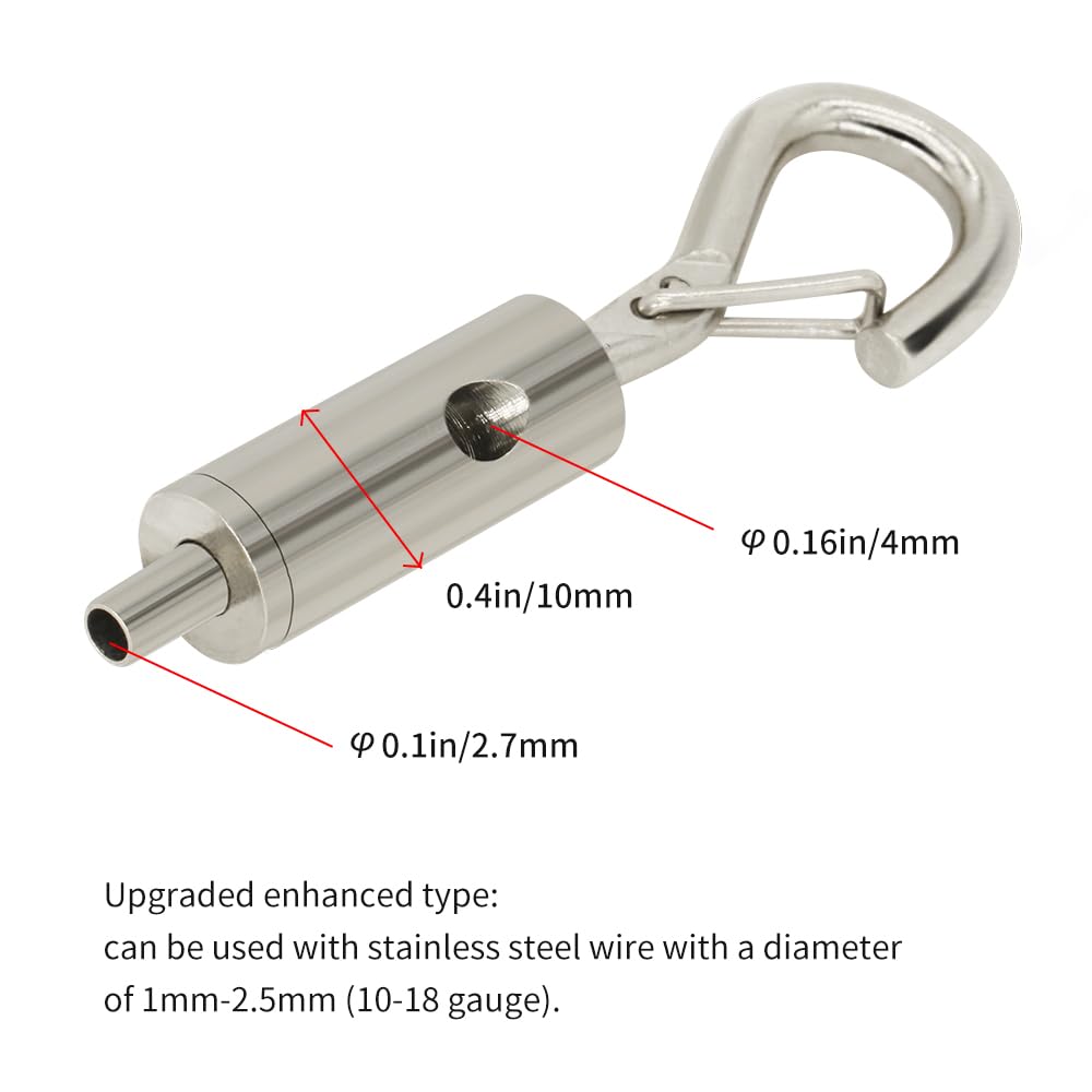 YQL Portable Hook & Eye Turnbuckle Tension for 1/16-3/32 Galvanized /304/316 Stainless Steel Cable Guide Wire Rope Light Hanging Suspension Accessories Pack-15