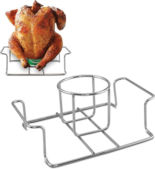 Oillase Beer Can Chicken Holder for Grill and Smoker, Premium Grade Stainless Steel Beer Chicken Stand with Handle