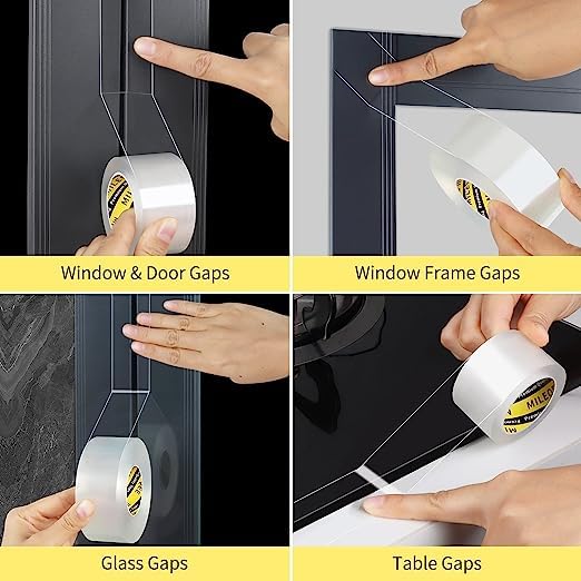 MILEQEE Weather Stripping Clear, 2in x 32.8FT, Window Seal Weather Strips for Winter, Garage/Screen/Storm/Commercial Window Frame Door Seals, Block Air Strong Adhesive Insulation, 0.5mm Thick