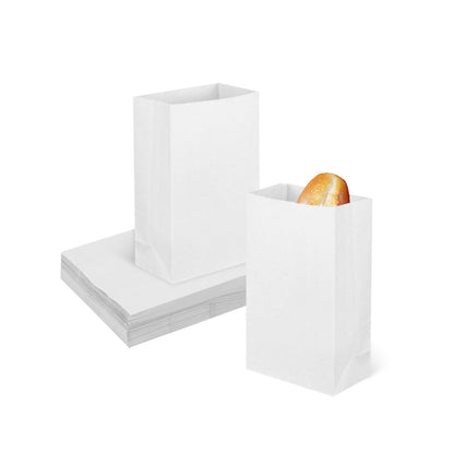 QYCX 300 Pcs White Paper Bags White Gift Bags Kraft Paper Bags Small Paper Bags Gift Bags Lunch Bags Bread Bag Party Favor Bags Grocery Bags Fresh Bread Candy Popcorn Cookie Bags for Birthday Wedding