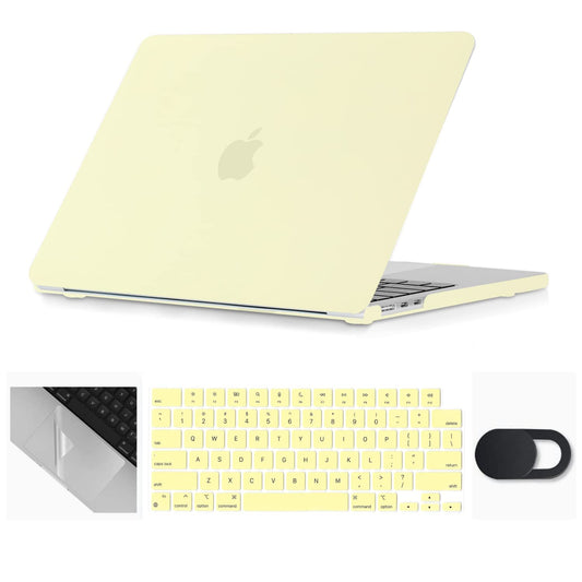Se7enline Compatible with MacBook Air 13.6 inch Case M4/M3/M2 2022-2025 for Mac 13-inch A2681/A3113/A3240 Laptop Hard Shell Case with Keyboard Cover & Webcam Cover & Trackpad Protector,Mellow Yellow