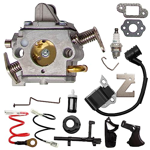 EATAKWARD MS170 Carburetor with Ignition Coil Replacement for Stihl MS170 MS180 017 018 Chainsaw, Replaces C1Q-S57 C1Q-S57A C1Q-S57B 1130-120-0603 Chainsaw with Spark Plug, Fuel Filter, Gaskets