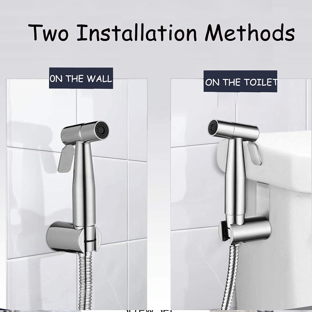 Handheld Bidet Sprayer for Toilet, Stainless Steel Jet Spray for Toilet Seat, Muslim Shower, Adjustable Water Pressure with Bidet Hose, Support Wall or Toilet Mount