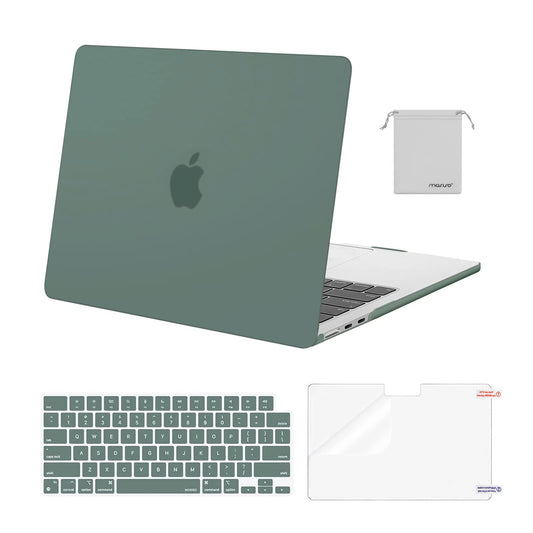 MOSISO Compatible with MacBook Air 13 inch Case 2026 2025 2024 2023 2022 M4 A3240 M3 A3113 M2 A2681,Plastic Hard Shell&Keyboard Cover&Screen Film&Pouch for MacBook Air 13.6 inch Case, Emerald Green