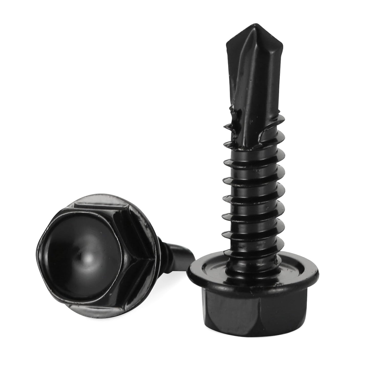 #14 x 1 Hex Washer Head Self Drilling Screws Black Oxidized, 410 Stainless Steel, 50 PCS