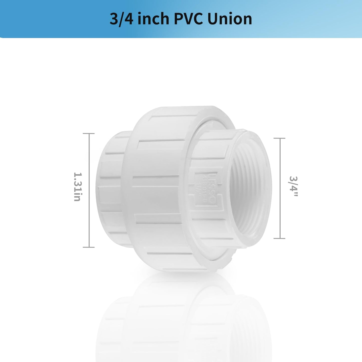 LESSO 4pcs 3/4 inch PVC Female Thread Union,PVC Coupling,Furniture Grade for Water Systems,SCH40 White
