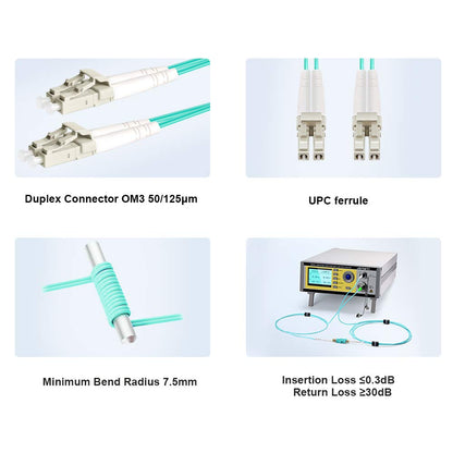 FLYPROFiber- OM3 Fiber LC to LC, 10M Multimode Fiber Optic Cable Cord Length Options: 0.2m-100m, 10GB Duplex LSZH-10Meter(33ft)