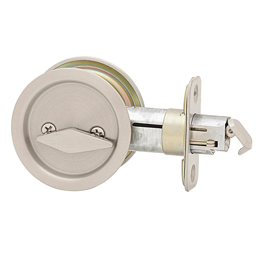 Weiser Satin Nickel Round Privacy Pocket Door Lock for Bedroom and Bathroom, Sliding Door Lock, Traditional Home Décor