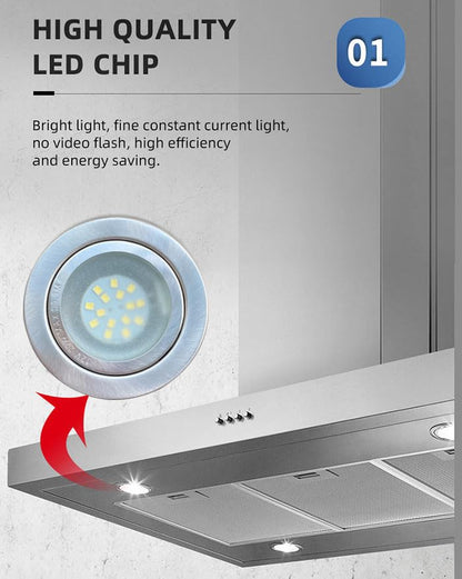 LIDESENMO 2-Pack 55mm Kitchen Cooker Range Hood LED Light 1.5W 12V DC EL Connectors Smoke Exhauster Ventilator Lamp Motorhome RV Closet Lighting (White 6000K)