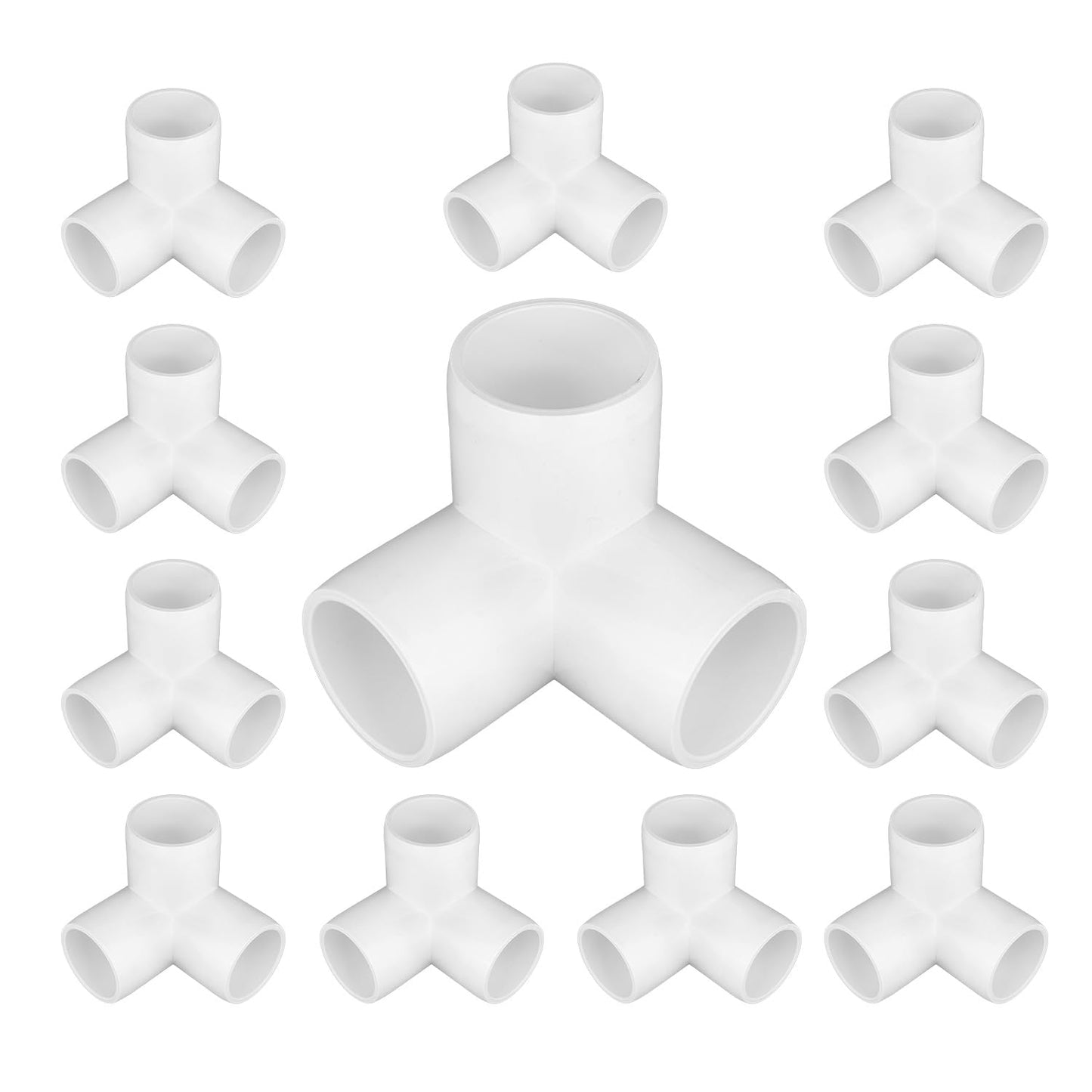 12-Pack 3 Way PVC Fittings 1 Inch, Furniture Grade PVC Pipe Elbow Connector for All DIY Structure and Frames