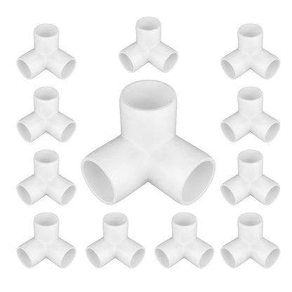 12-Pack 3 Way PVC Fittings 1 Inch, Furniture Grade PVC Pipe Elbow Connector for All DIY Structure and Frames