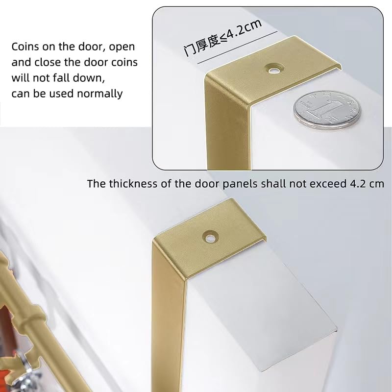 BOF Over The Door Hooks, 6 Adjustable Long Arm Hooks, Premium Space Aluminum Door Rack, Lightweight Thin Overhead Design Door Hanger, No Impact on Closing, for Bathroom, Shower, Bedroom, Front Door