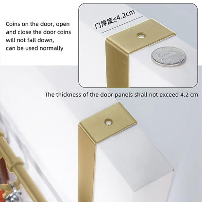 BOF Over The Door Hooks, 6 Adjustable Long Arm Hooks, Premium Space Aluminum Door Rack, Lightweight Thin Overhead Design Door Hanger, No Impact on Closing, for Bathroom, Shower, Bedroom, Front Door