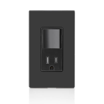 Leviton Tamper-Resistant Rocker NEMA Combination Decora Switch and Receptacle, T5625-E, Black