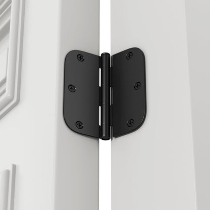 Goldenwarm 6 Pack Black Door Hinge 3.5 inch Matte Black Door Hinges Interior Door Hardware Iron Hinges 3.5'' x 3.5'' Bi-Fold Butt Hinges, 5/8 inch Radius Corners