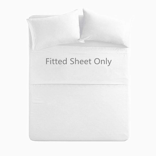 Queen Size Premium Cotton Fitted Sheet Only - 300 Thread Count Pure Natural Cotton Fabric - 15" Deep Pocket,Breathable,Ultra Soft & Silky (Queen,White)