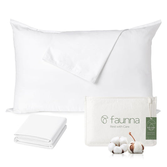 FAUNNA 100% Cotton Pillow Protectors, Bed Bug & Dust Mite Proof Pillow Covers, Hypoallergenic, Premium Breathable Zippered Protectors for Enhanced Freshness(Standard Size, 2 Pack)