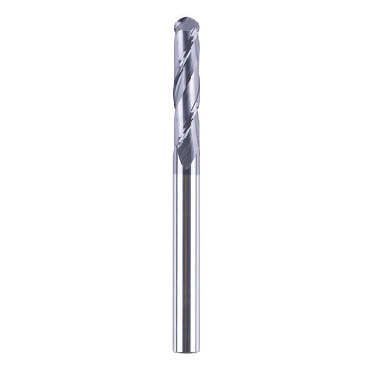 SpeTool 14411 Ball Nose Carbide End Mill CNC Cutter Router Bits Double Flute Spiral Milling Tool 1/4 Inch Shank with 3 Inch OVL