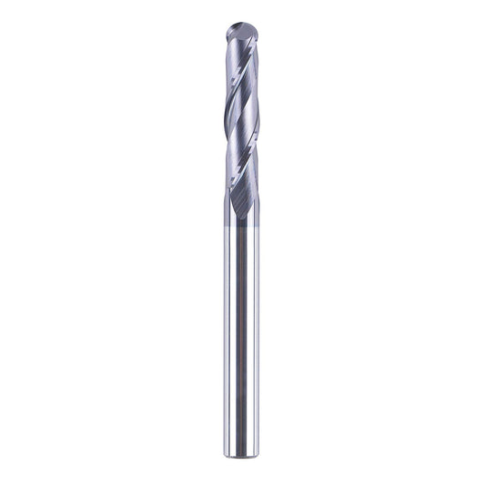 SpeTool 14411 Ball Nose Carbide End Mill CNC Cutter Router Bits Double Flute Spiral Milling Tool 1/4 Inch Shank with 3 Inch OVL