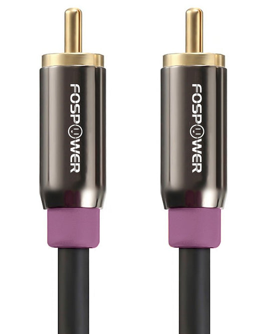 FosPower Subwoofer Cable (15 FT / 4.7 M) RCA to RCA Audio Stereo Cable, Male to Male - Dual Shielded Cord | 24K Gold Plated Connector | Corrosion Resistant | Clean Sounding Signal