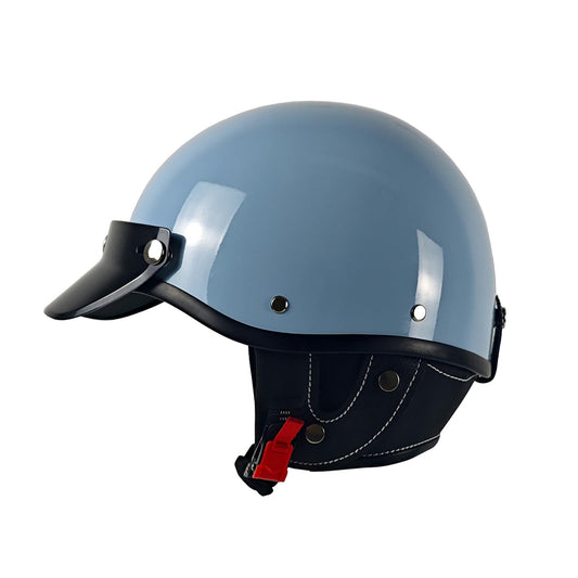 Open Face Motorcycle Half Helmets Adult Retro Half Shell Motorbike Helme for Motorcycle Cruiser Bike Chopper Men Women DOT Approved (Blue, X-Large)