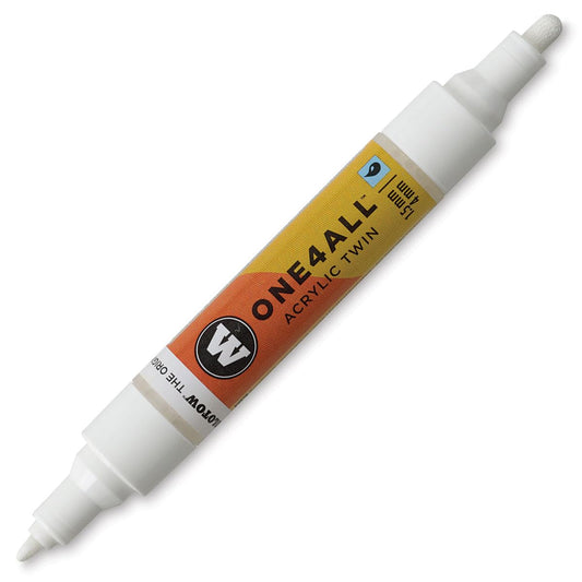 Molotow ONE4ALL Acrylic Twin Pump Marker, 1.5mm and 4mm Nibs, Signal White, 1 Each (227.411)