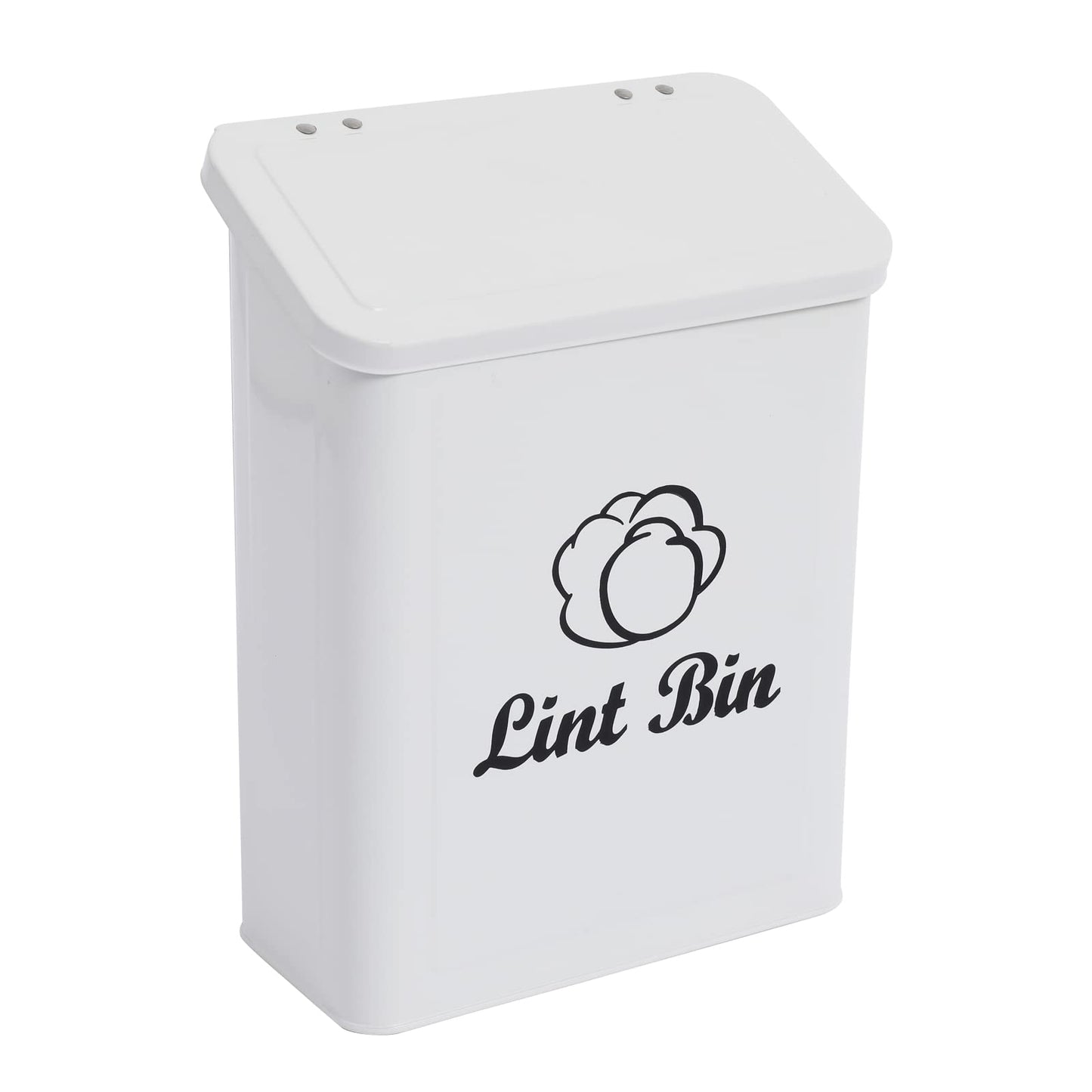 Xbopetda Metal Lint Bin for Laundry Room, Magnetic Lint Bin, Wall Mounted Lint Box Holder, Washer Dryer Trash Can with Lid, Modern Farmhouse Laundry Room Decor, Organization & Storage Box-White